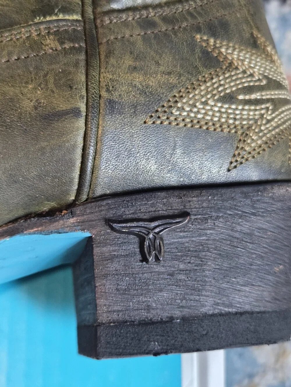 Lane Collection Olive Green Embroidered Western Heeled Boots - Picture 2 of 7